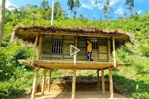 Building a two-story bamboo house in the forest to survival, bushcraft, shelter..p2