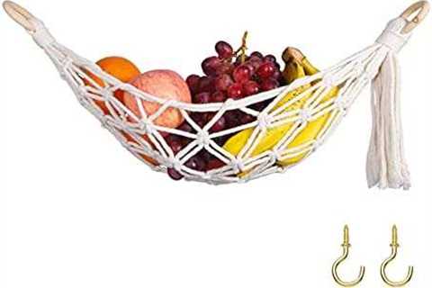 DEWECHO Macrame Fruit Hammock Under Cabinet – Banana Hammock for Boho Kitchen Decor – Hanging Fruit ..