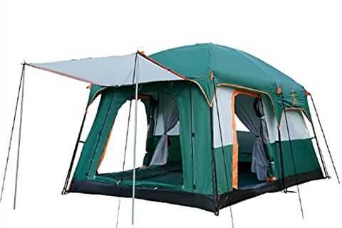 KTT Large Tent 4~6 Person,Family Cabin Tents,2 Rooms,Straight Wall,3 Doors and 3 Windows with Mesh..