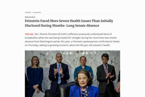 Senator Dianne Feinstein’s Health Raises Concerns About Her Fitness to Serve