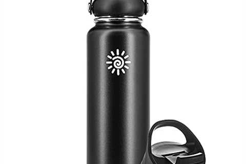 Dione Water Bottle 40 oz. Flask Double Wall Stainless Steel & Vacuum Insulated (Black) Sport..