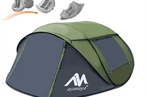 4 Person Pop Up Tents for Camping - AYAMAYA Waterproof Instant Family Tents with Skylight &..