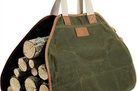 Canvas Log Carrier Bag,Waxed Durable Wood Tote,Fireplace Stove Accessories,Extra Large Firewood..