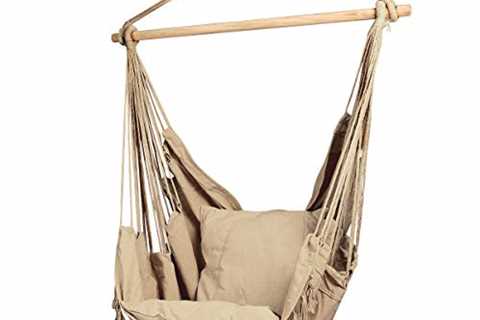 E EVERKING Hammock Chair, Hanging Rope Swing Seat for Indoor Outdoor, Soft Durable Cotton Canvas, 2 ..