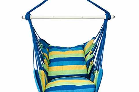 Highwild Hammock Chair Hanging Rope Swing - Max 500 Lbs - 2 Cushions Included - Steel Spreader Bar..