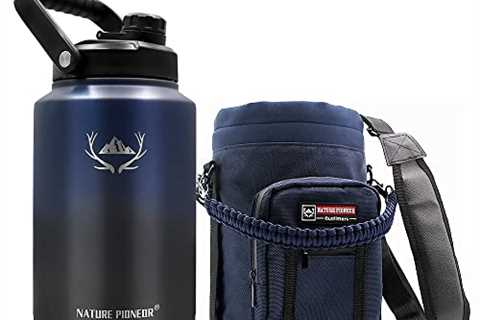 NATURE PIONEOR 64/128OZ Vacuum Insulated Water Bottle Set with Carrying Holder, 18/8 Food Grade..