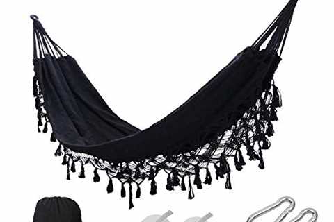 KeepTpeeK Hammock, Handmade Classic Hammock Macrame Fringe Tree Organic Cotton Hammocks Foldable..