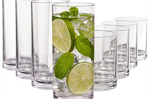 US Acrylic Classic Clear Plastic Reusable Drinking Glasses (Set of 8) 12oz Rocks & 16oz Water..