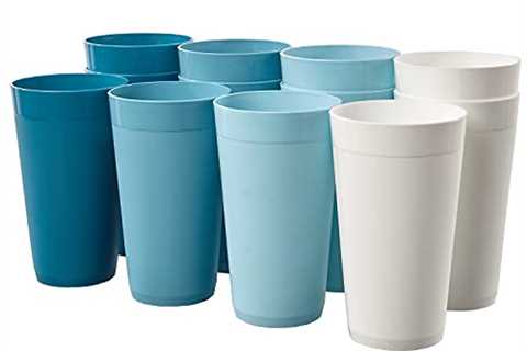 US Acrylic Newport 20 ounce Unbreakable Plastic Stackable Water Tumblers in Blue Sky | Set of 12..