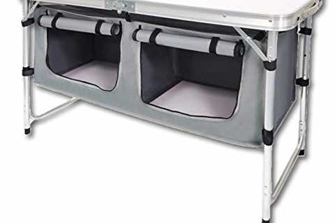 CAMP SOLUTIONS Outdoor Folding Table, Camping Folding Tables with 3 Adjustable Height Legs and..