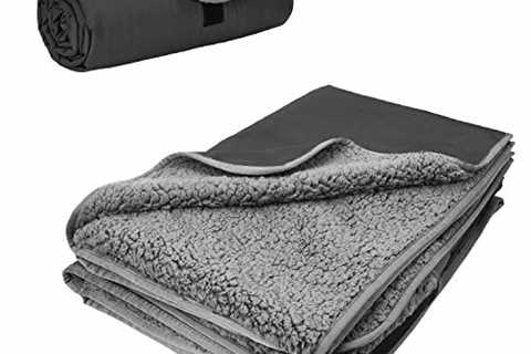 Tirrinia Outdoors Waterproof Blanket, 59”x 79” Sherpa Fleece Stadium Windproof Throw Mat for Boat,..