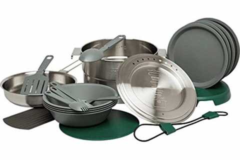 Stanley Base Camp Cook Set for 4 | 21 Pcs Nesting Cookware Made from Stainless Steel & BPA Free ..