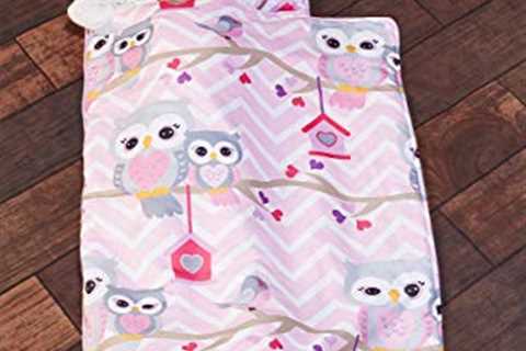 EVERYDAY KIDS Nap Mat with Removable Pillow - Sweet Owls - Carry Handle with Straps Closure, Rollup ..