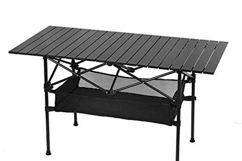 LEADALLWAY Folding Camping Table with Large Storage and Carrying Bags 47(L) x22(W) - The Camping..