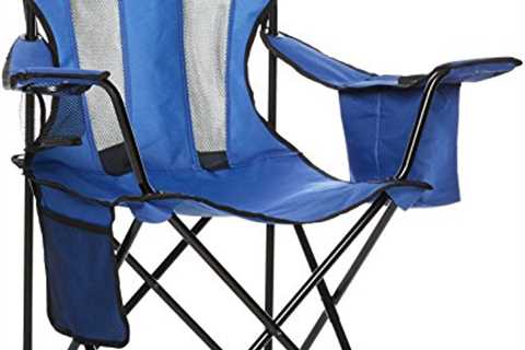 Amazon Basics Folding Mesh-Back Outdoor Camping Chair With Carrying Bag - 34 x 20 x 36 Inches, Blue ..