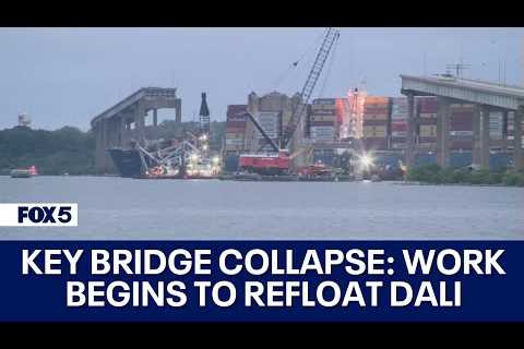 Baltimore Key Bridge collapse: Work begins to refloat Dali, move to nearby marine terminal